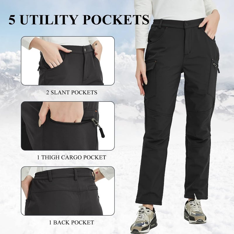 Lesemisi Store Women's Ski Snow Pants Fleece Lined Waterproof Outdoor Pant Insulated Hiking Pants for Winter - Image 4